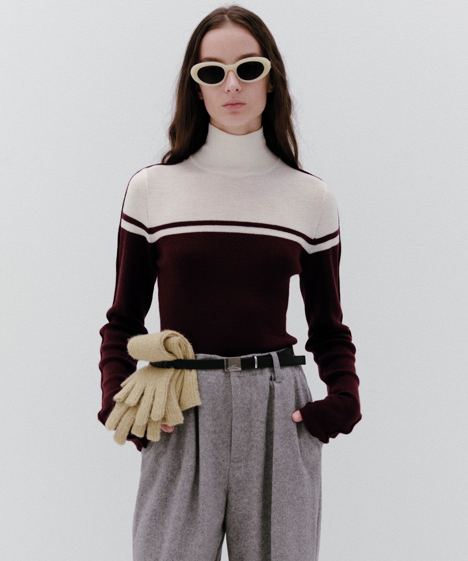 Washable Wool Retro Sports Turtleneck Knit Tops