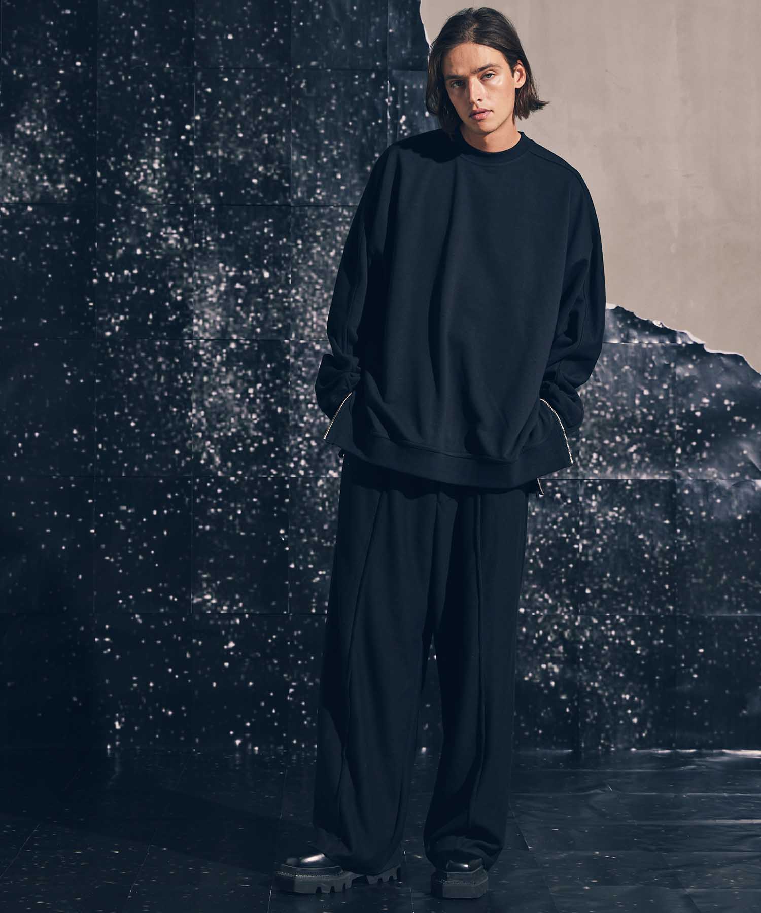 【SALE】Crush Sweat Prime-Wide Pin tuck Easy Pants