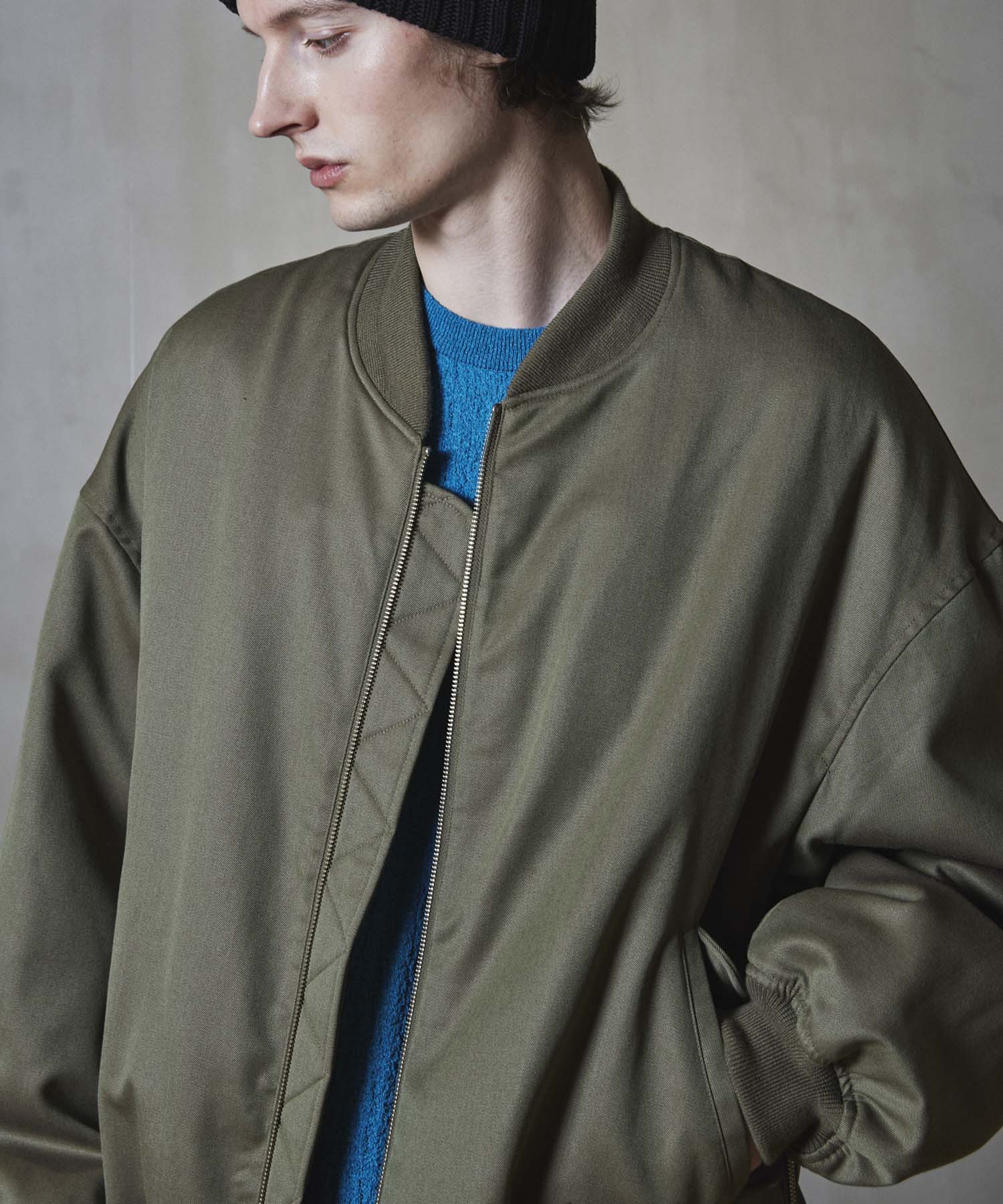 Prime-Over Wool Chambray MA-1 Bomber Jacket