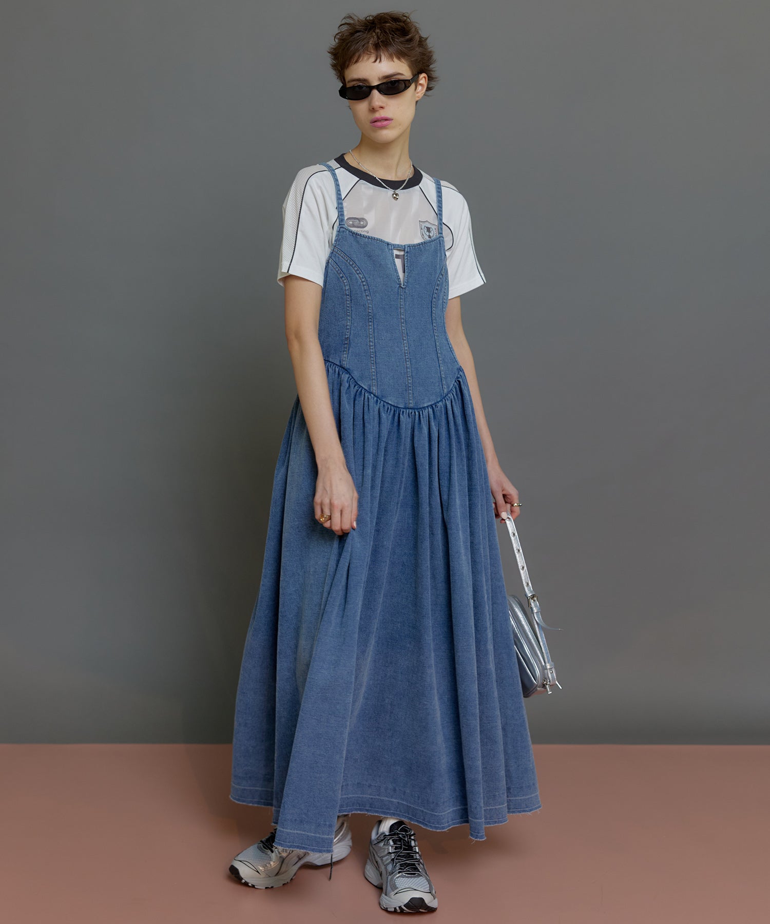 【SALE】Denim Camisole Maxi One-piece Dress