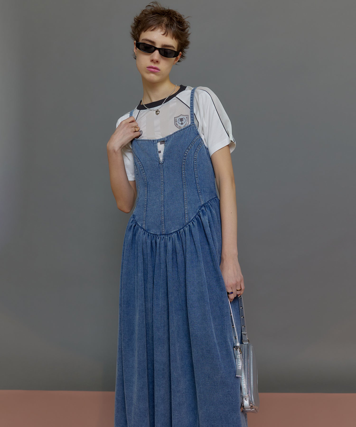 【SALE】Denim Camisole Maxi One-piece Dress