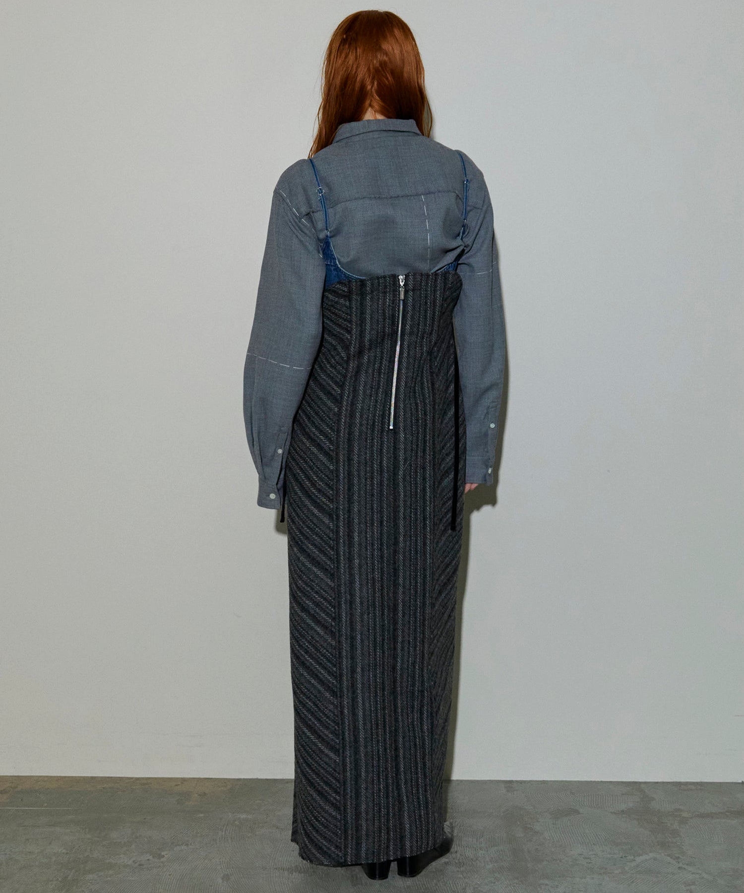 Denim Tweed Combination Maxidresses