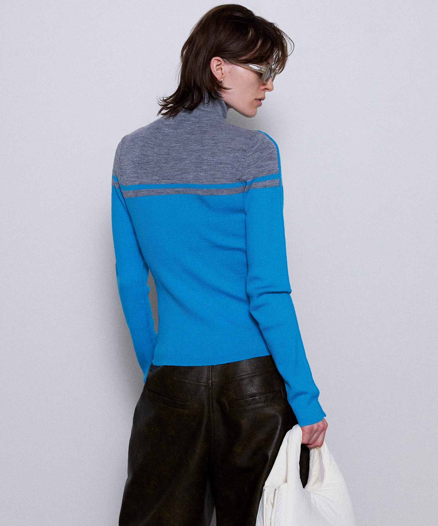 Washable Wool Retro Sports Turtleneck Knit Tops