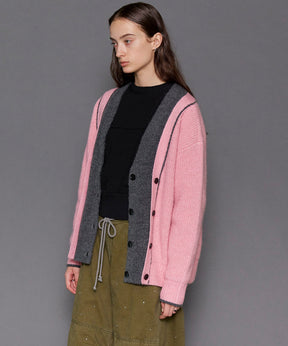 【PRE-ORDER】Double Color Layered Knit Cardigan