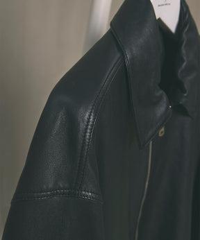 【PRE-ORDER】Sheep Leather Prime-Over Single Riders Collared Jacket