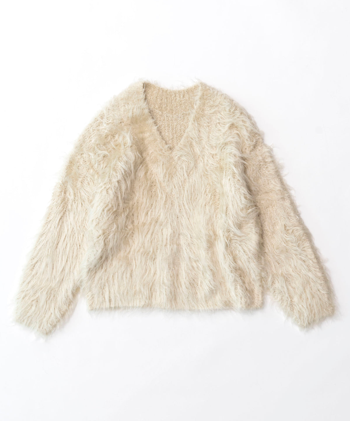 【SALE】2way V-neck Shaggy Knit Wear