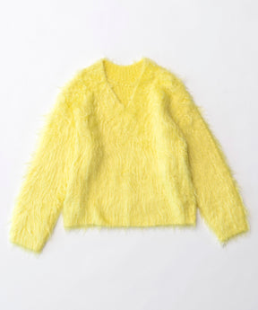 【SALE】2way V-neck Shaggy Knit Wear