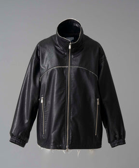 Artificial Leather Prime-Over Zip-Up Blouson