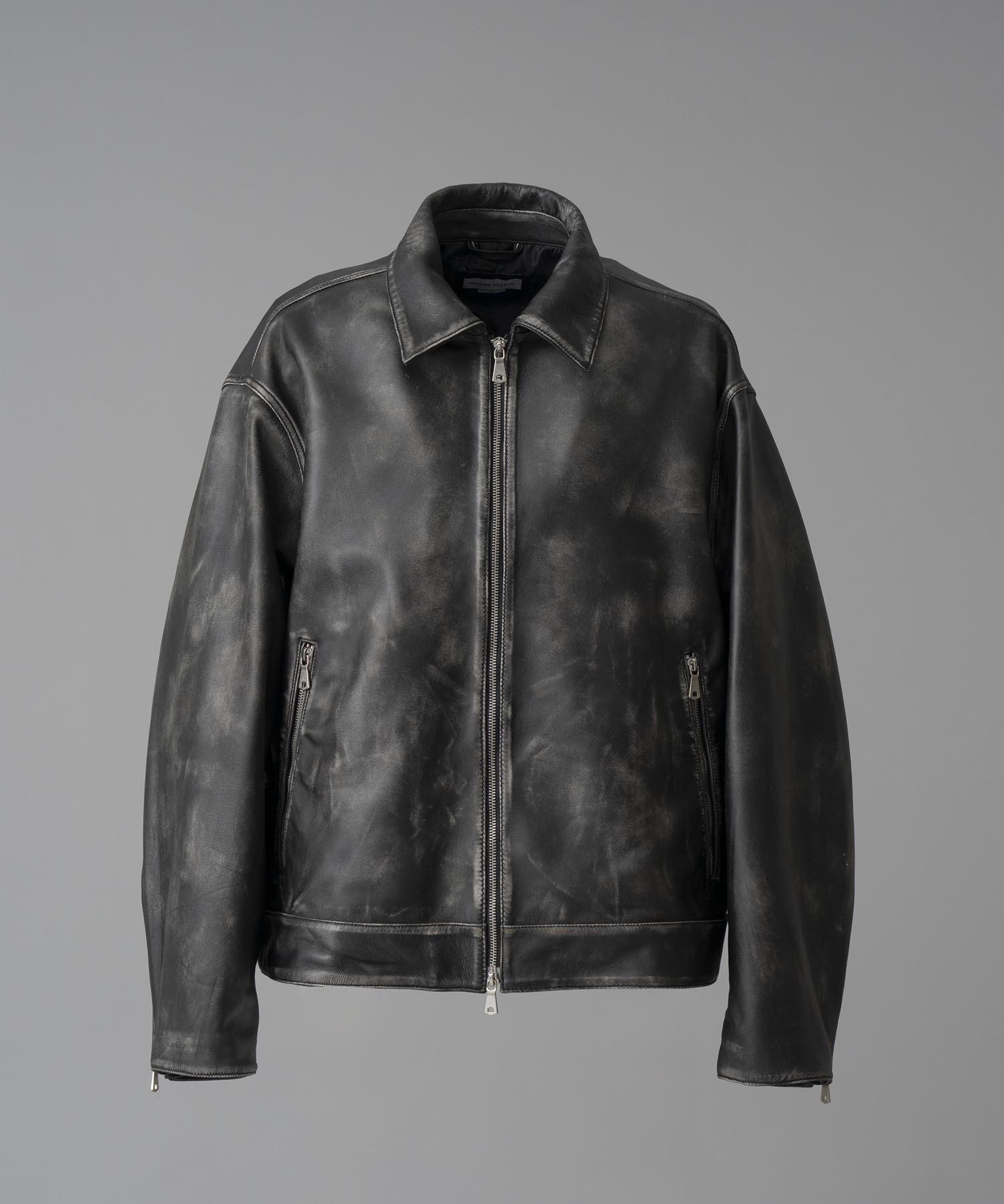 【PRE-ORDER】Sheep Leather Prime-Over Single Riders Collared Jacket