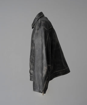 【PRE-ORDER】Sheep Leather Prime-Over Single Riders Collared Jacket