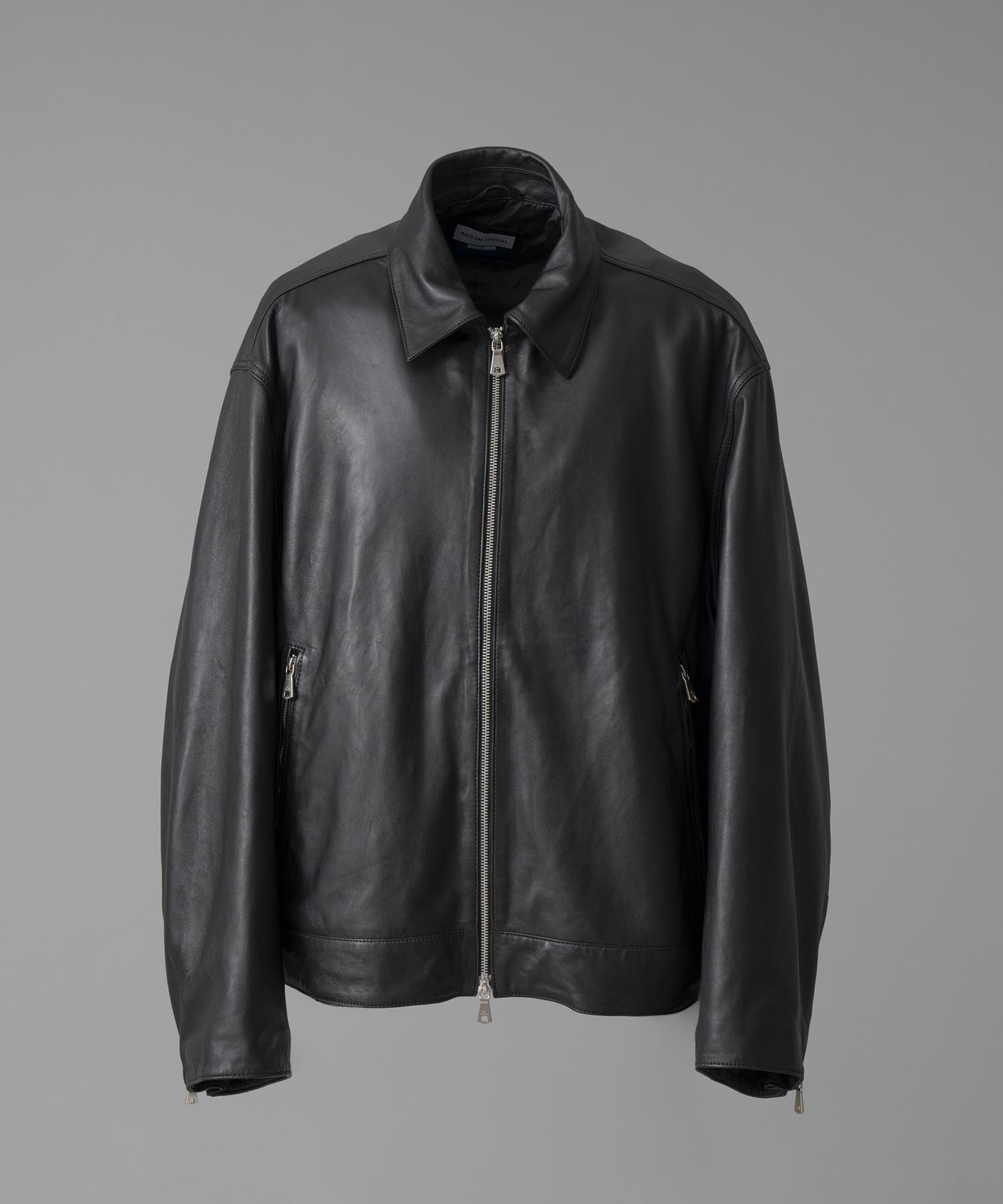 【PRE-ORDER】Sheep Leather Prime-Over Single Riders Collared Jacket