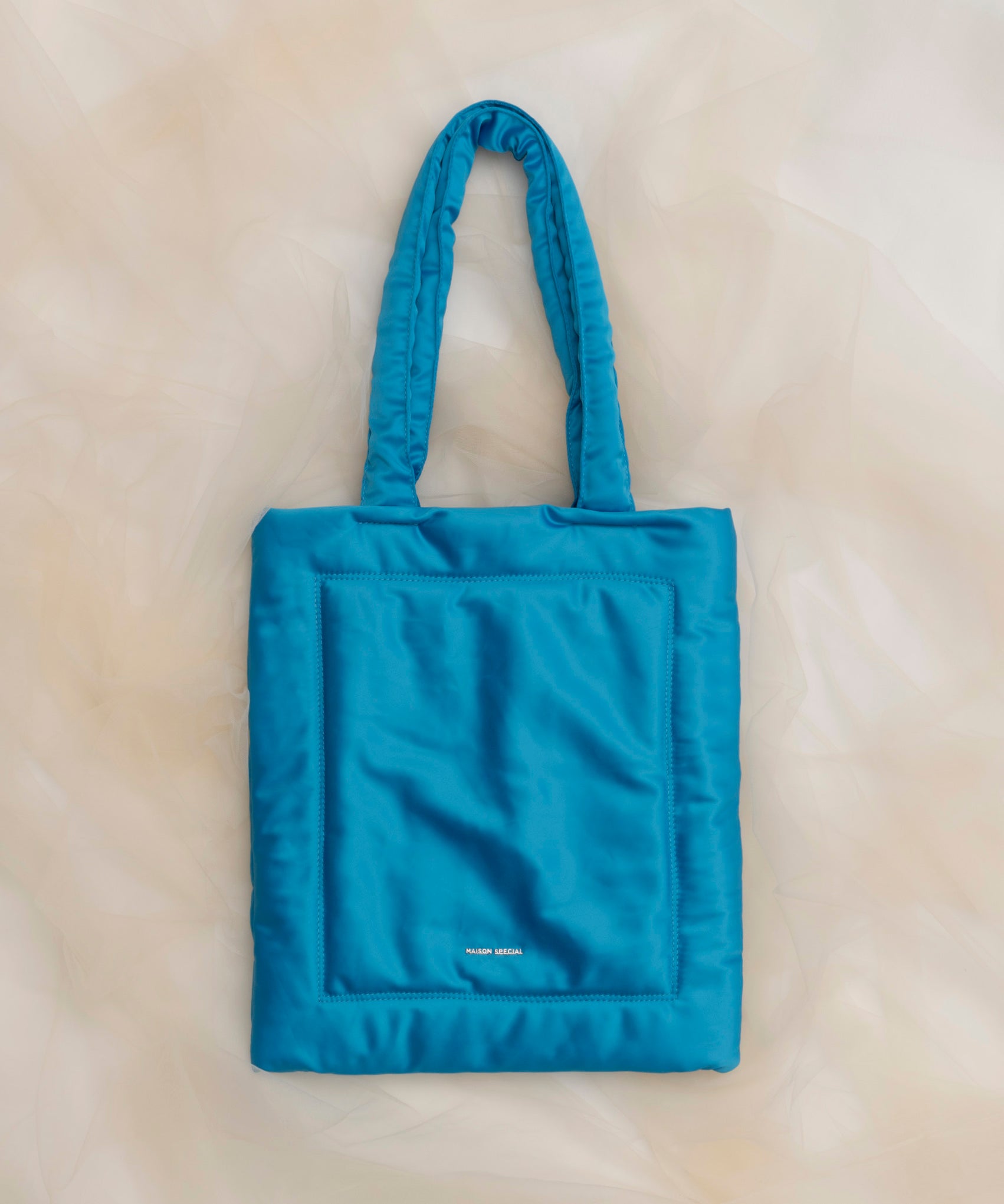 Multi-Fabric Puffer Tote Bag