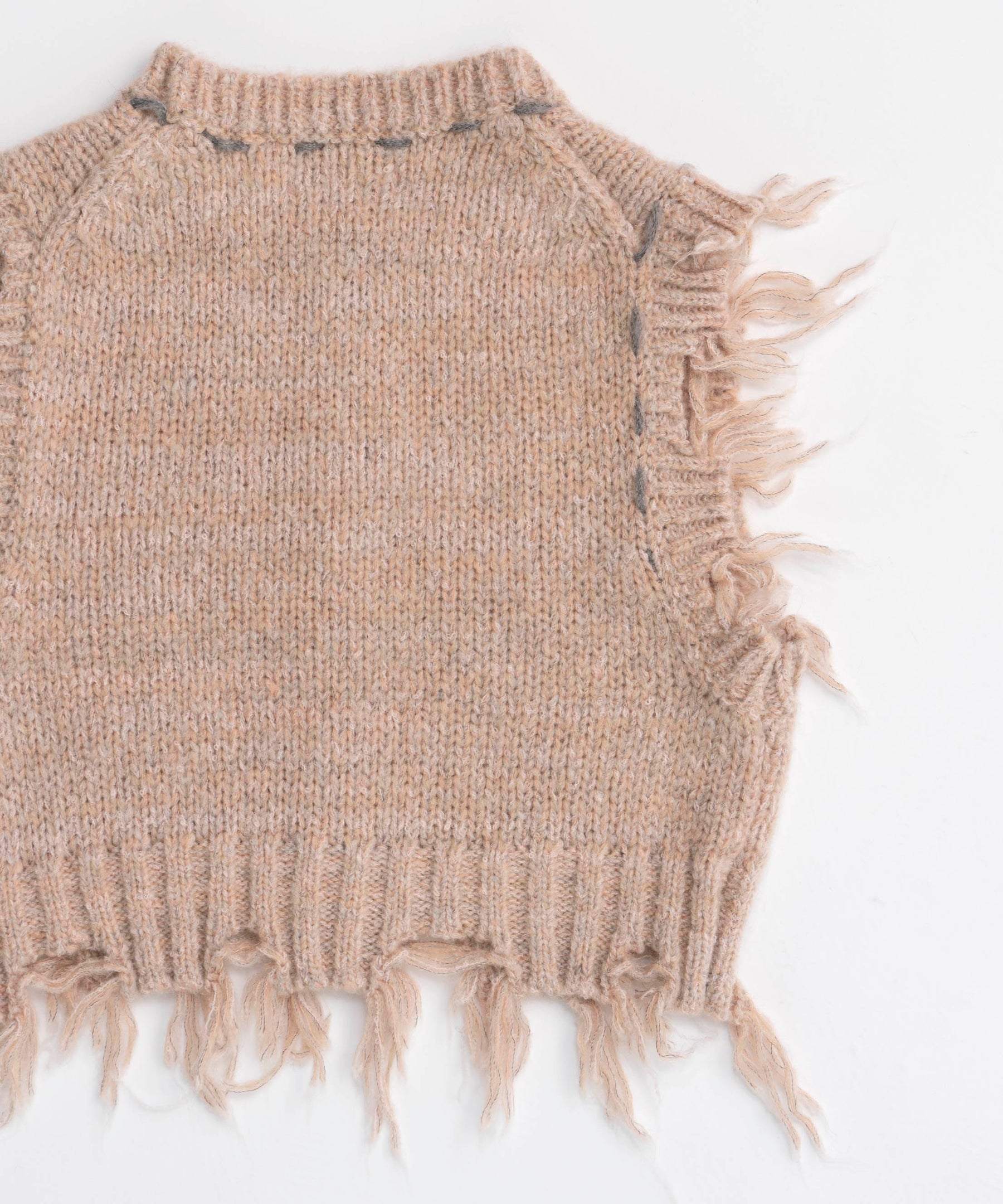 Distressed Effect Fringe Knit Vest