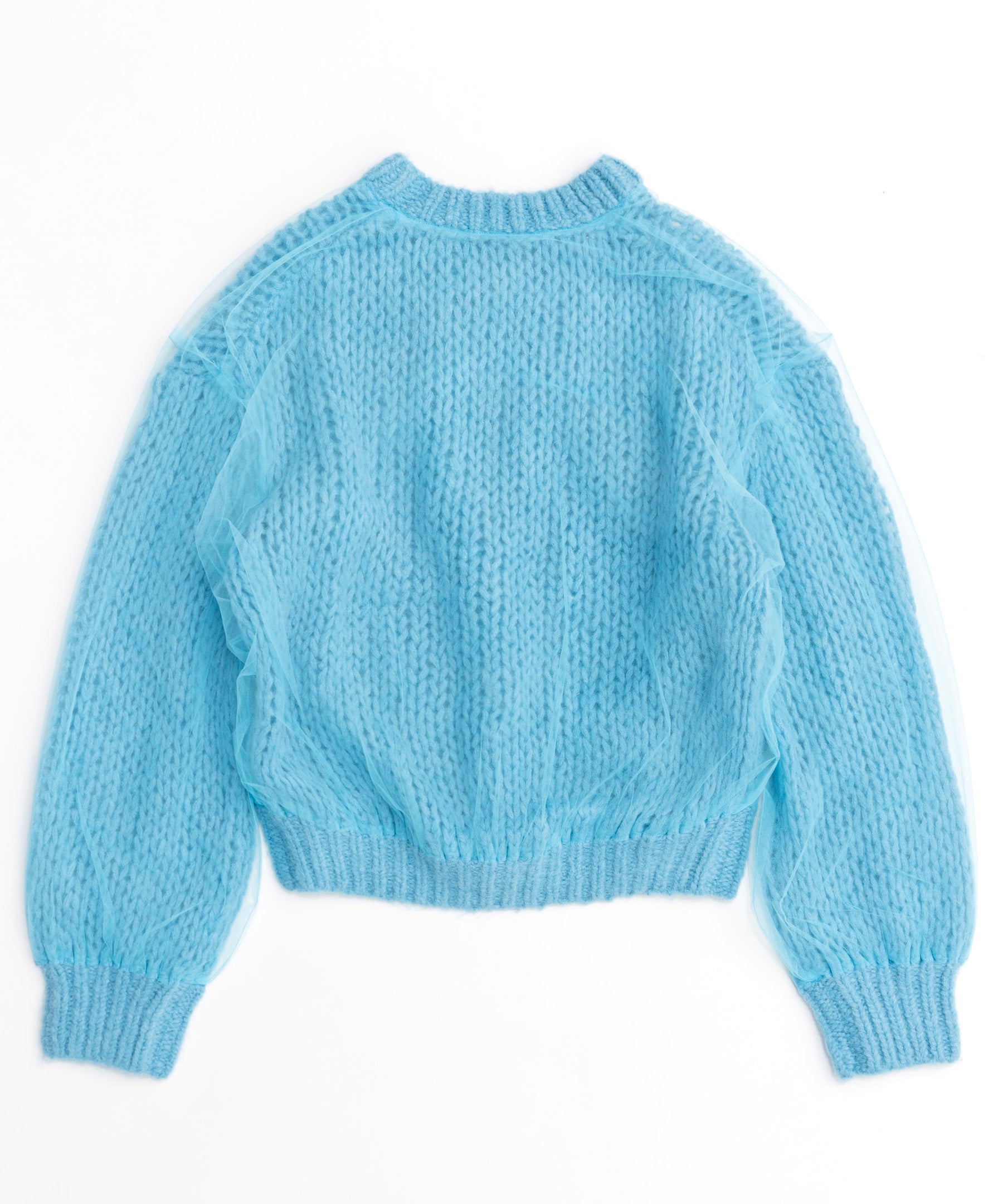 Tulle Layered Low Gauge Reversible Knit Pullover