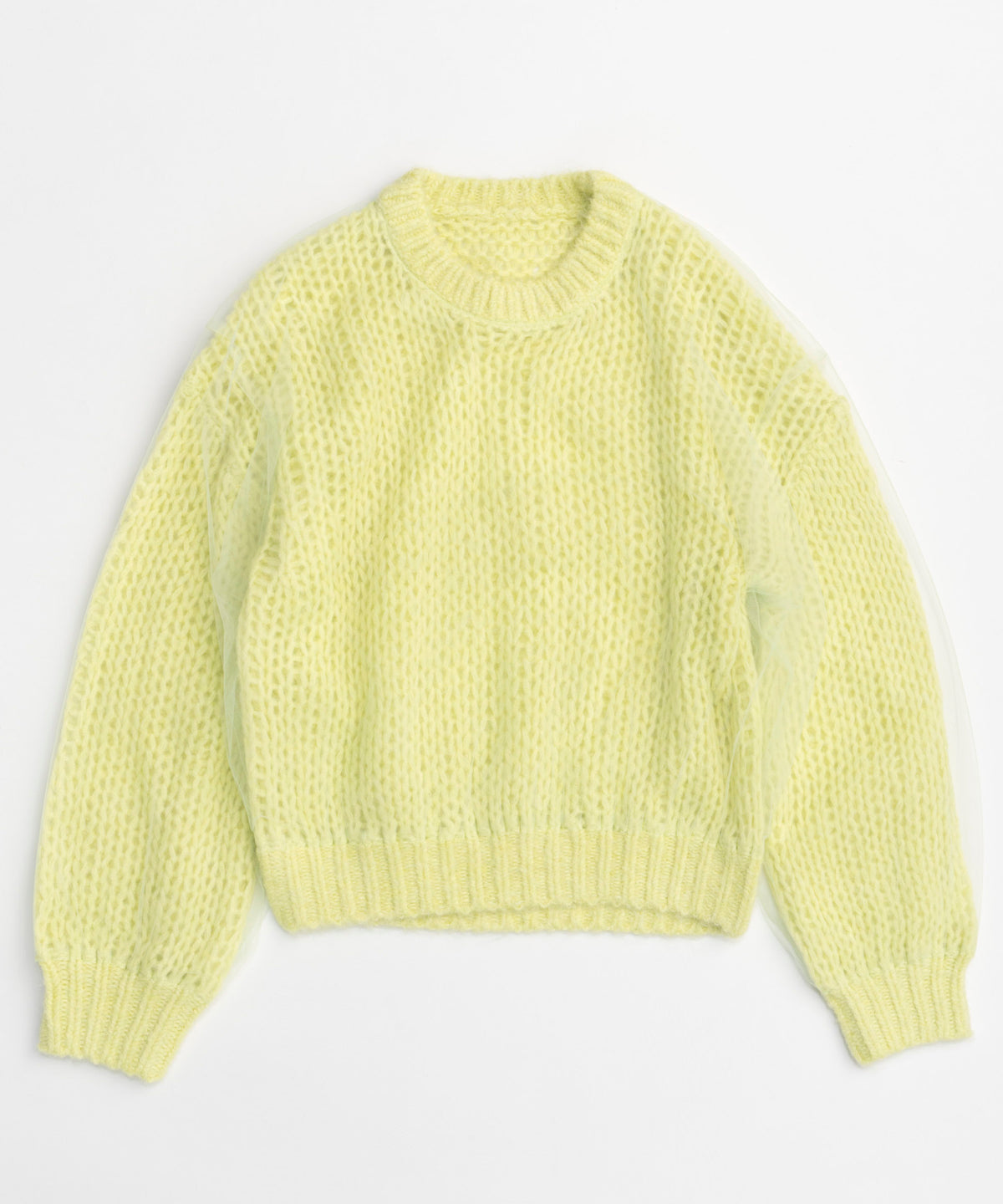 Tulle Layered Low Gauge Reversible Knit Pullover