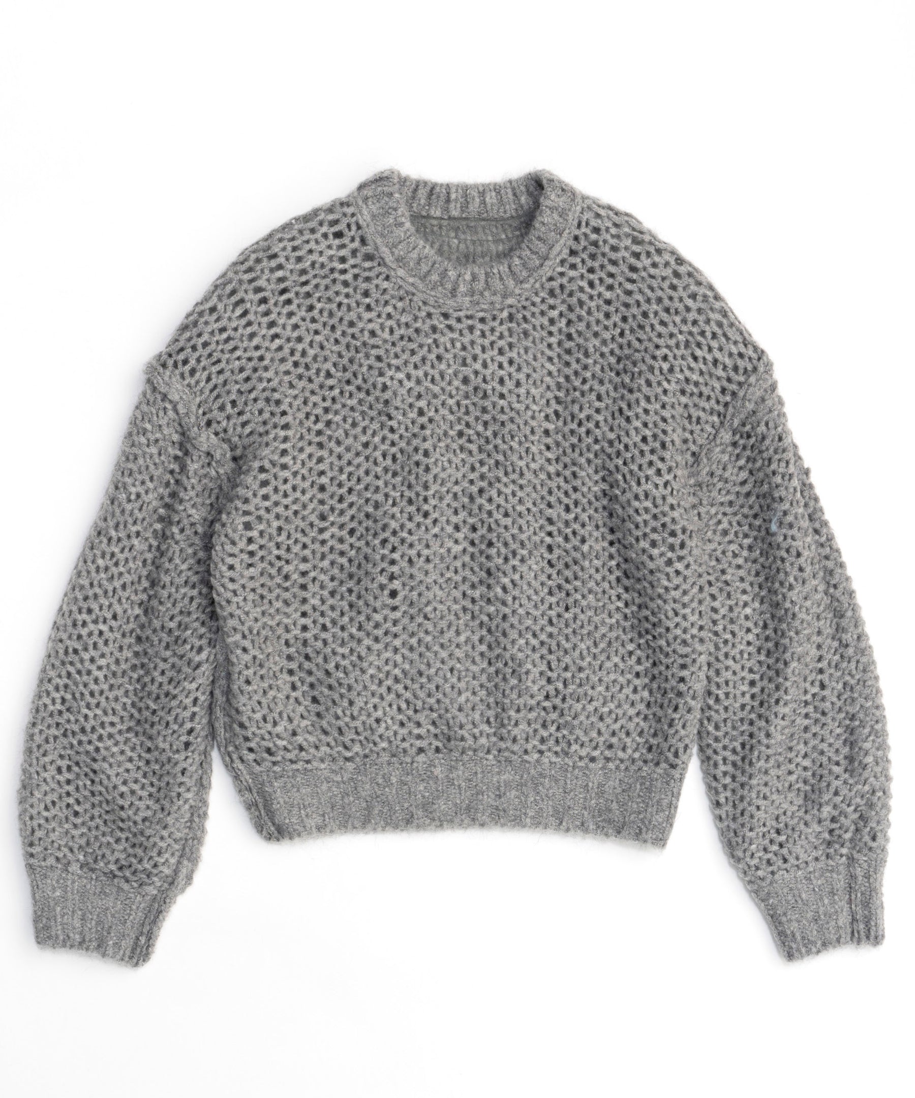 Tulle Layered Low Gauge Reversible Knit Pullover