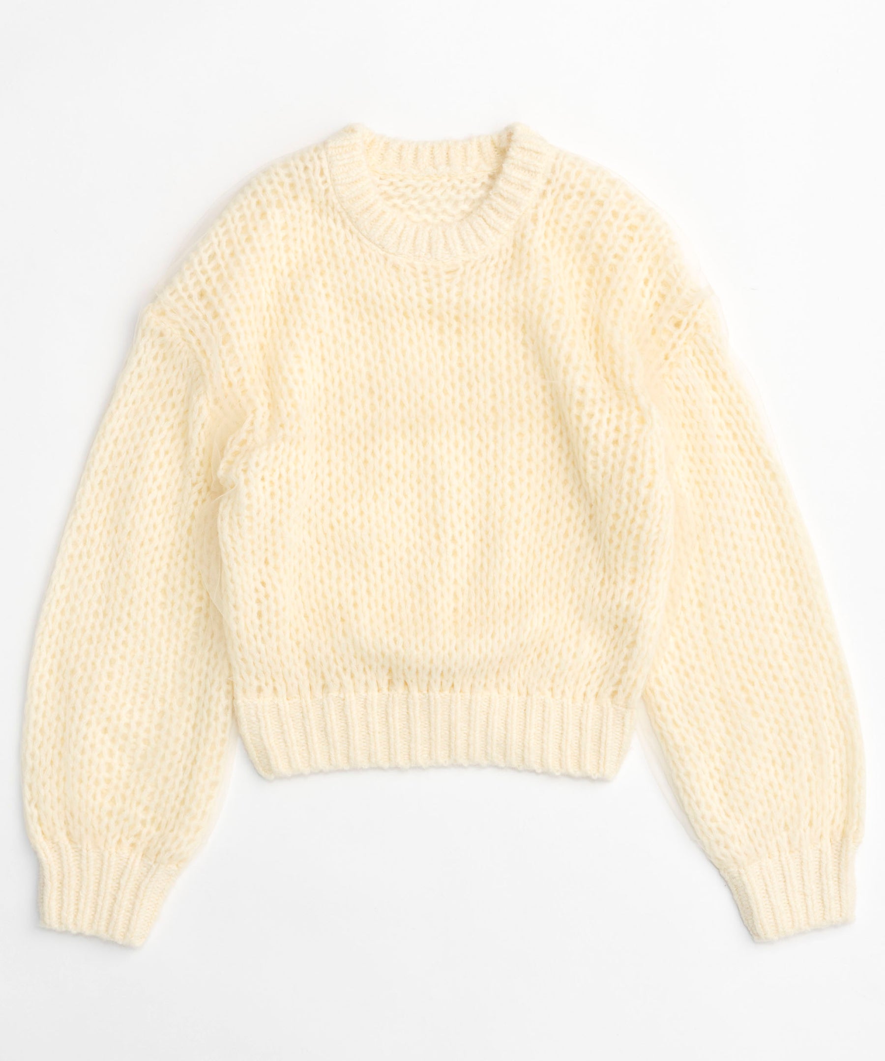 Tulle Layered Low Gauge Reversible Knit Pullover