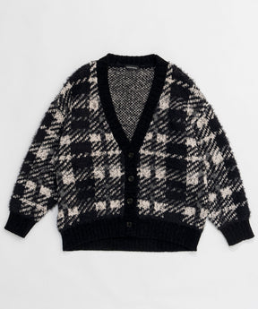 Plaid Jacquard Knit Cardigan