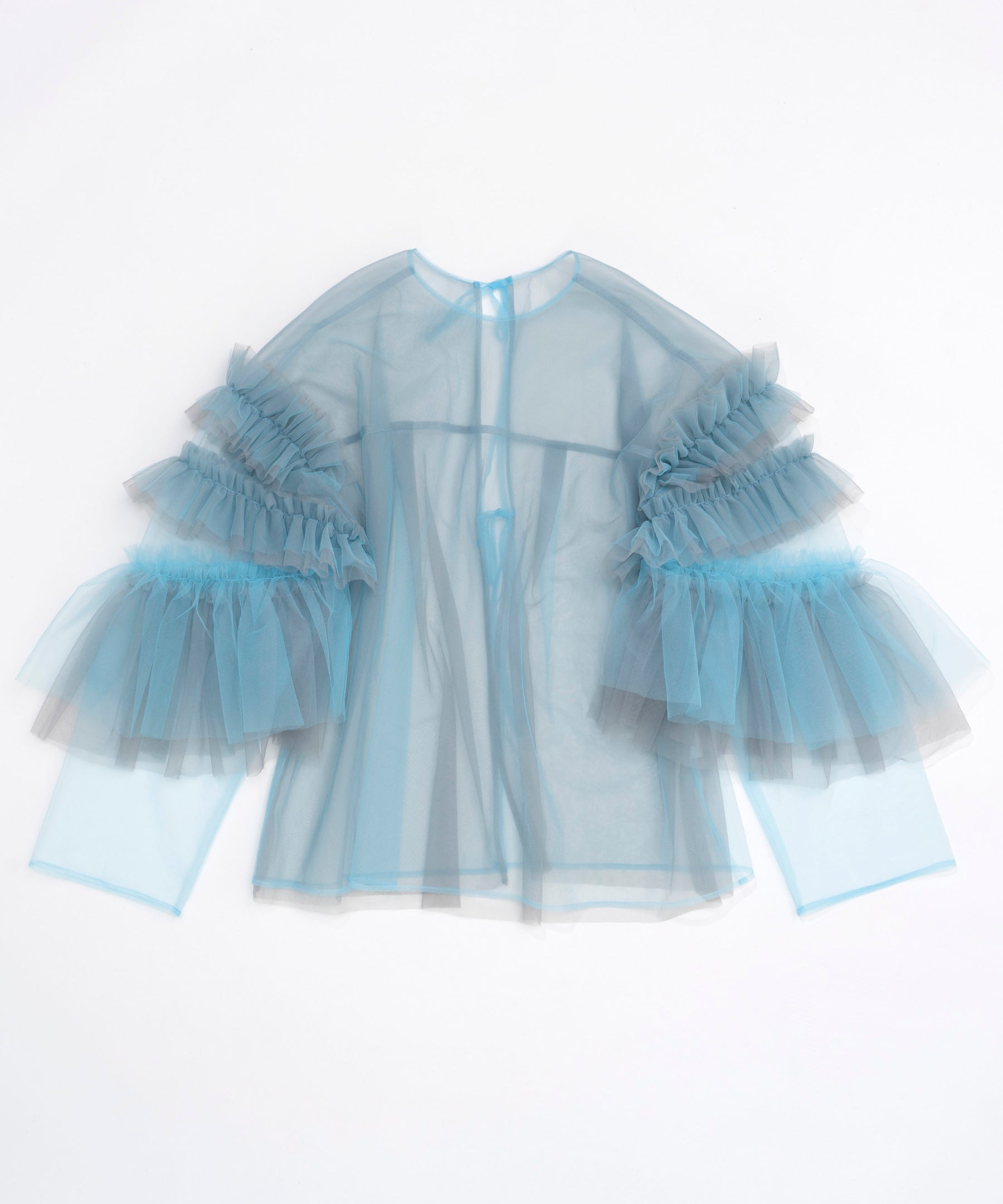 Tulle Ruffle Sleeves Tops