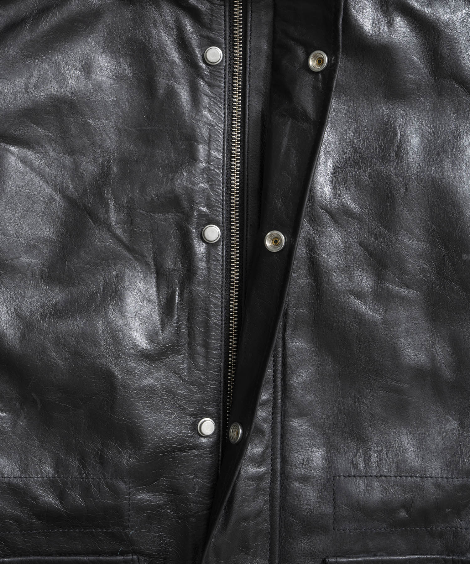 Buffalo Crack Leather Prime-Over Hood Blouson