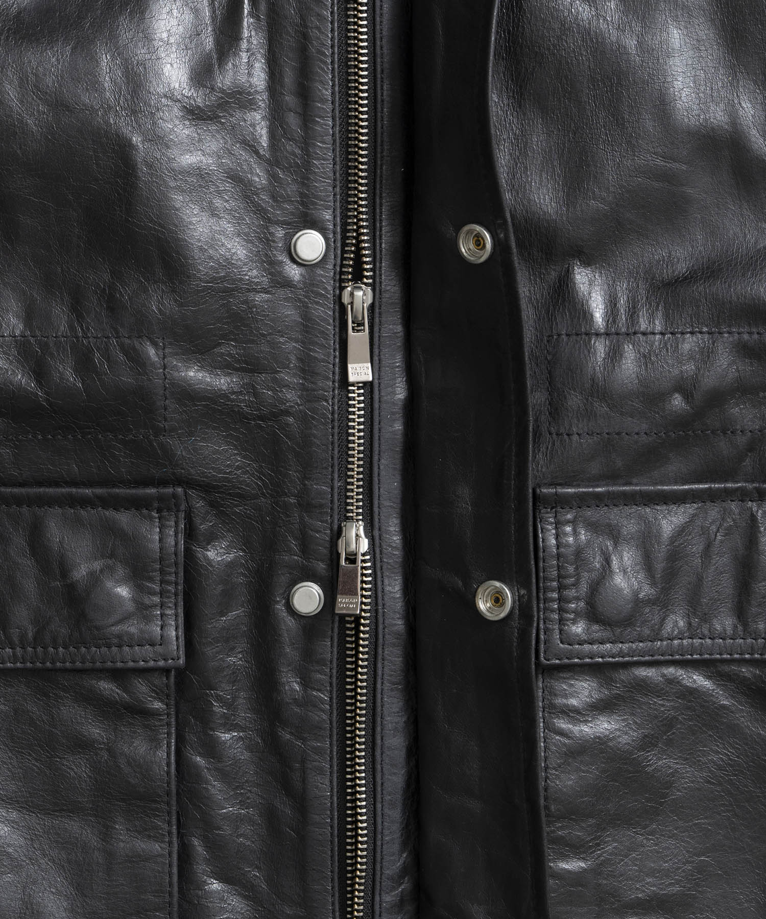 Buffalo Crack Leather Prime-Over Hood Blouson