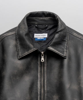 【PRE-ORDER】Sheep Leather Prime-Over Single Riders Collared Jacket