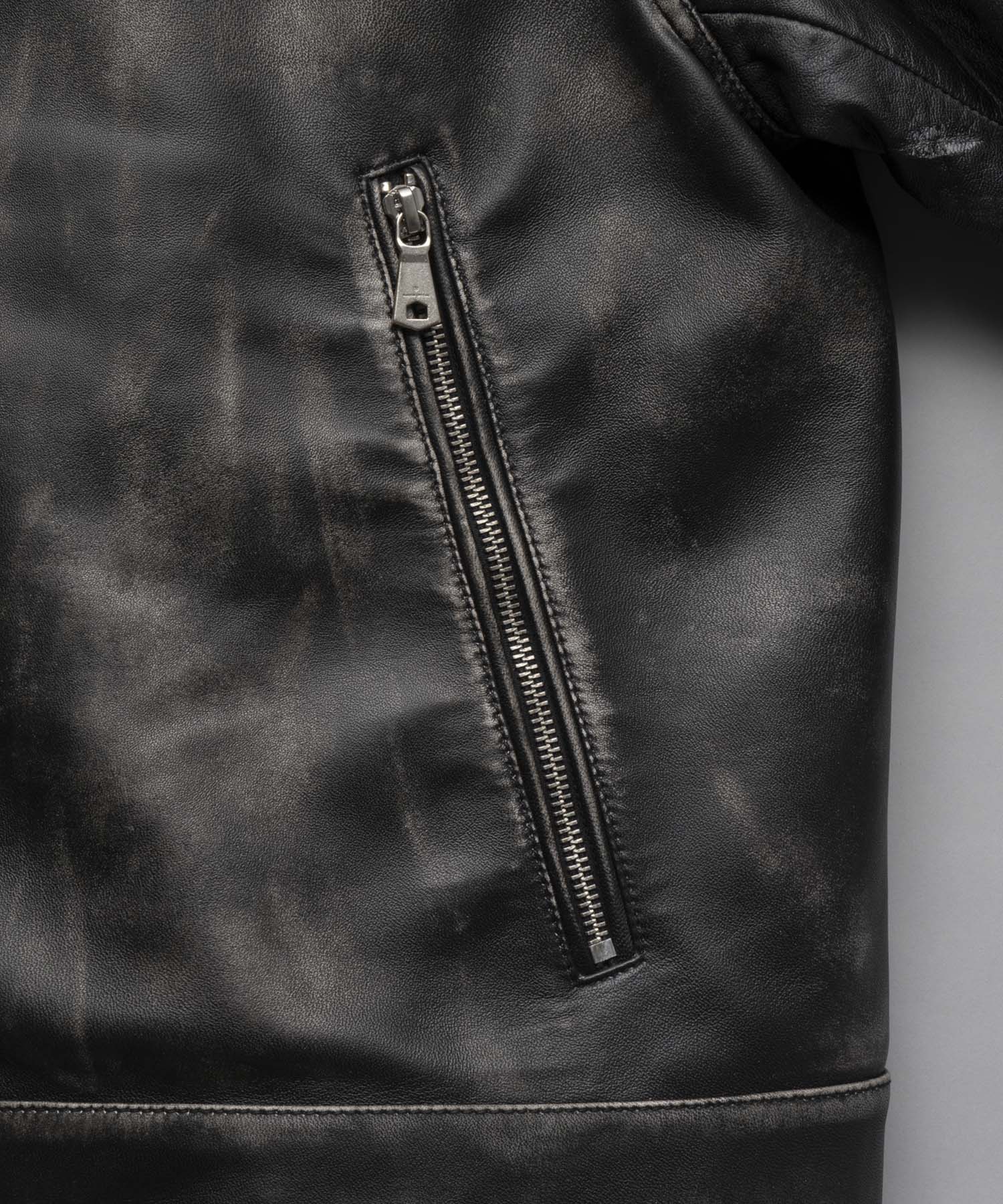 【PRE-ORDER】Sheep Leather Prime-Over Single Riders Collared Jacket