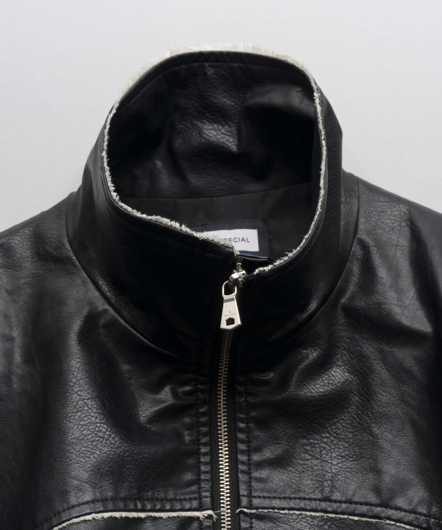 Artificial Leather Prime-Over Zip-Up Blouson