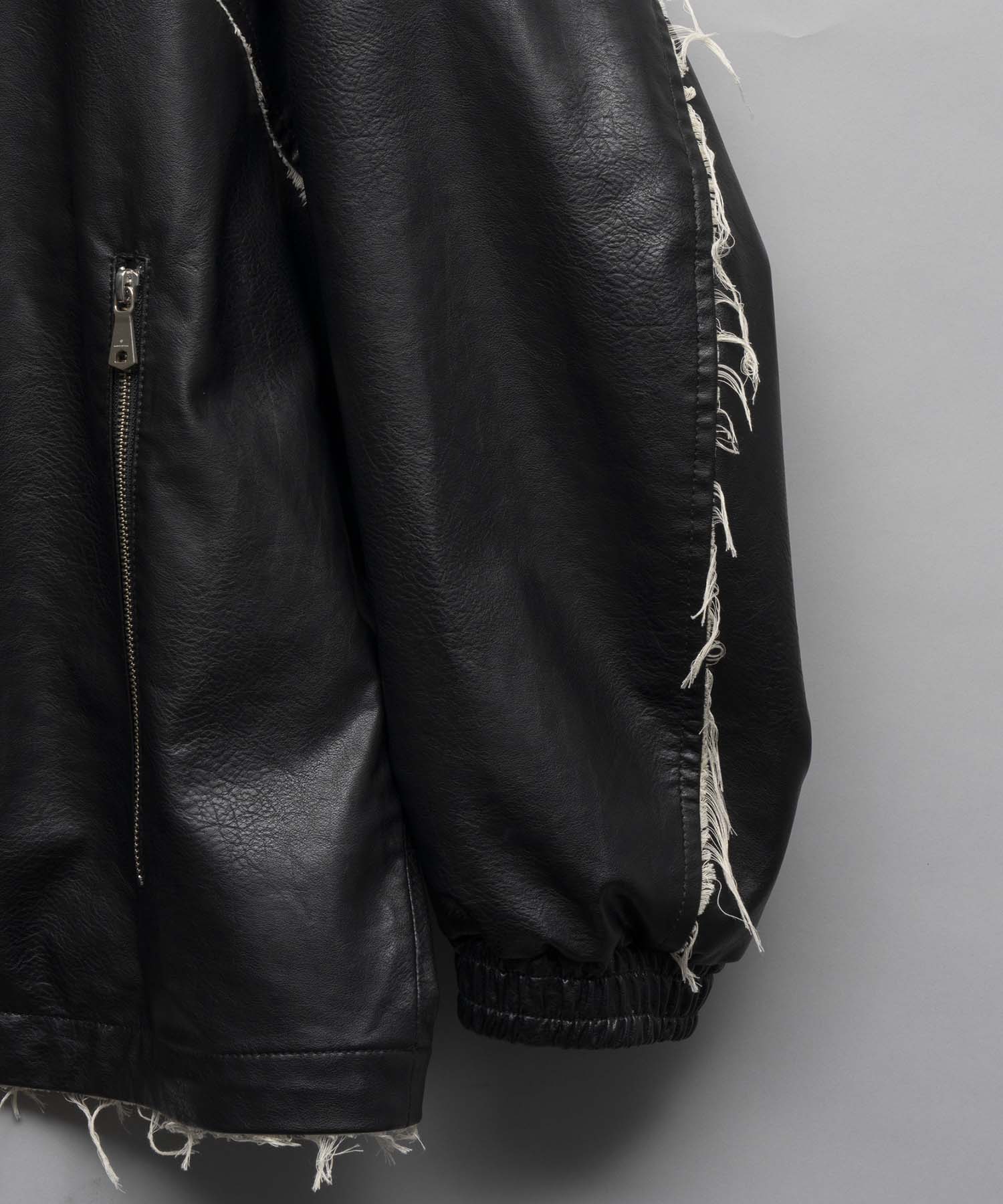 Artificial Leather Prime-Over Zip-Up Blouson