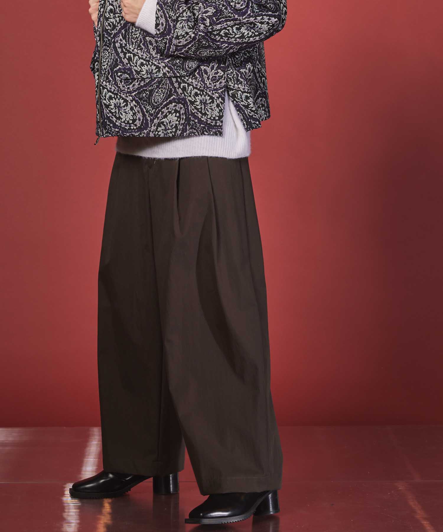 【SALE】【Italian Dead Stock Fabric】Multi Fabric Two-Tuck Wide Pants