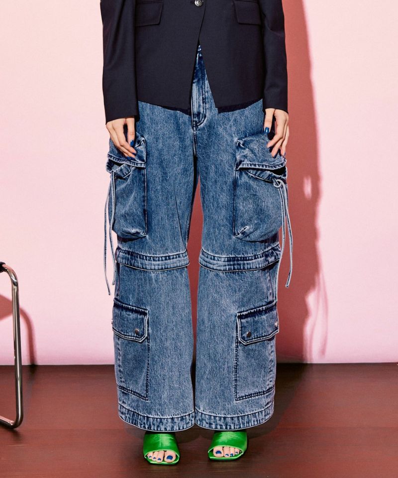 Low Waist Cargo Denim Pants