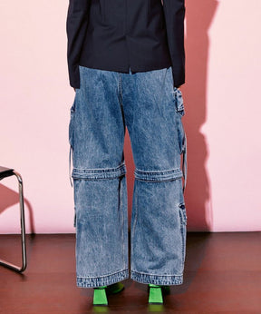 Low Waist Cargo Denim Pants